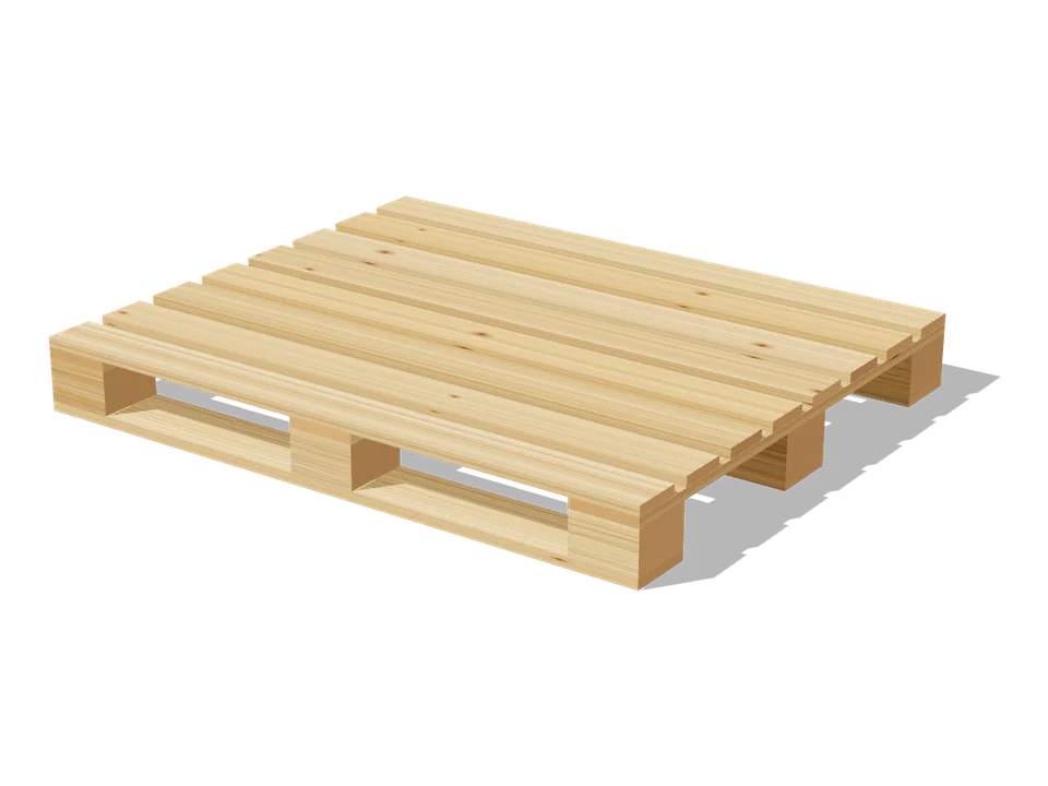 Pallet de madeira 1.000 × 1.200 mm, 9 blocos, dupla face